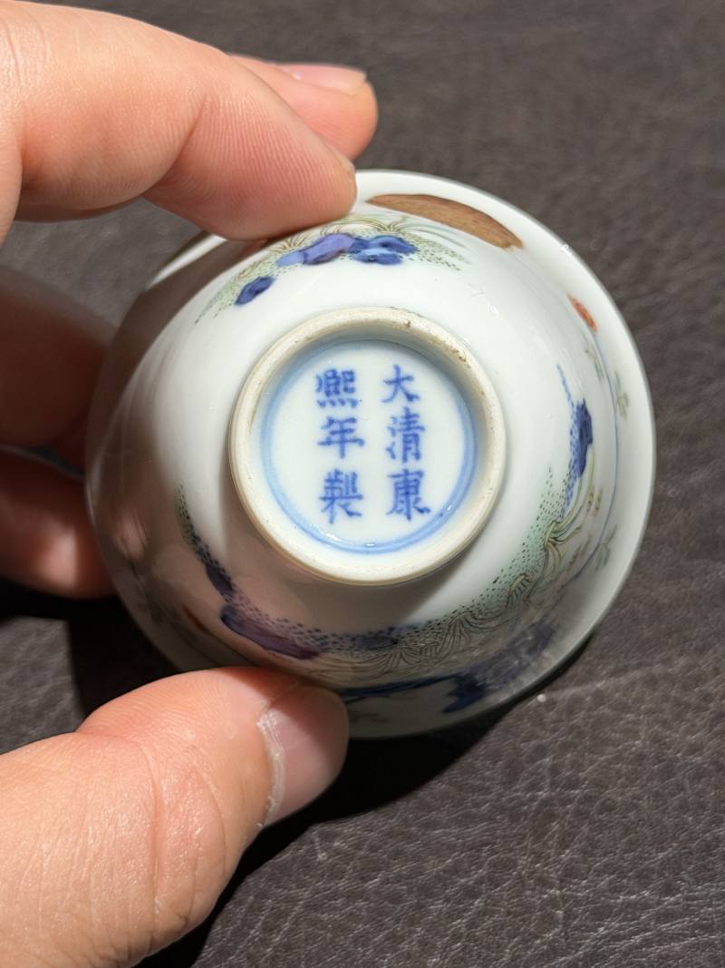 清康熙 斗彩花神杯一对 - 图18