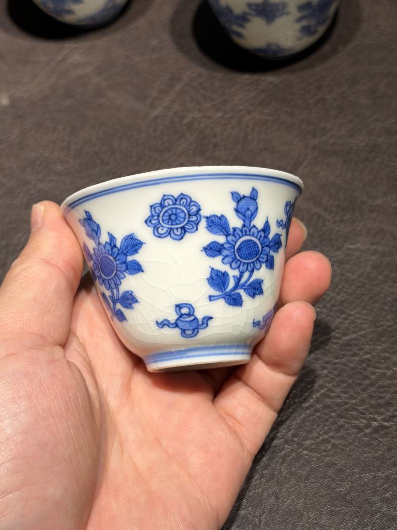 清康熙 青花清供图茶杯（一组六件） - 图30