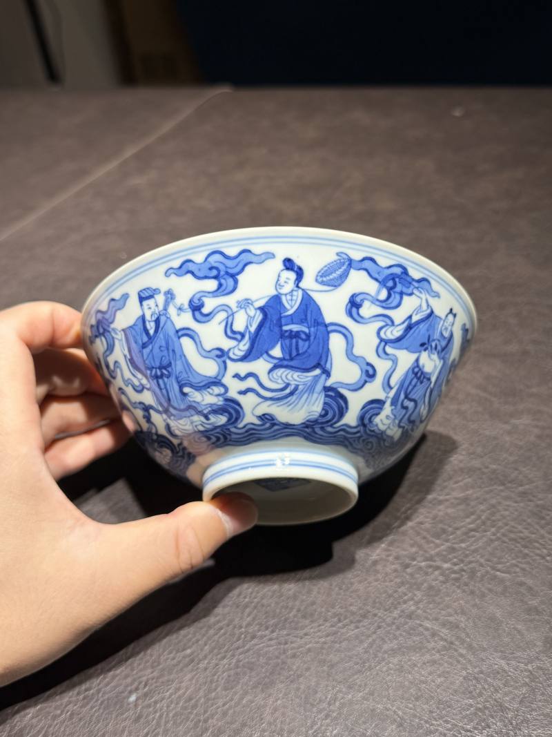 清乾隆 青花八仙人物纹碗 - 图14