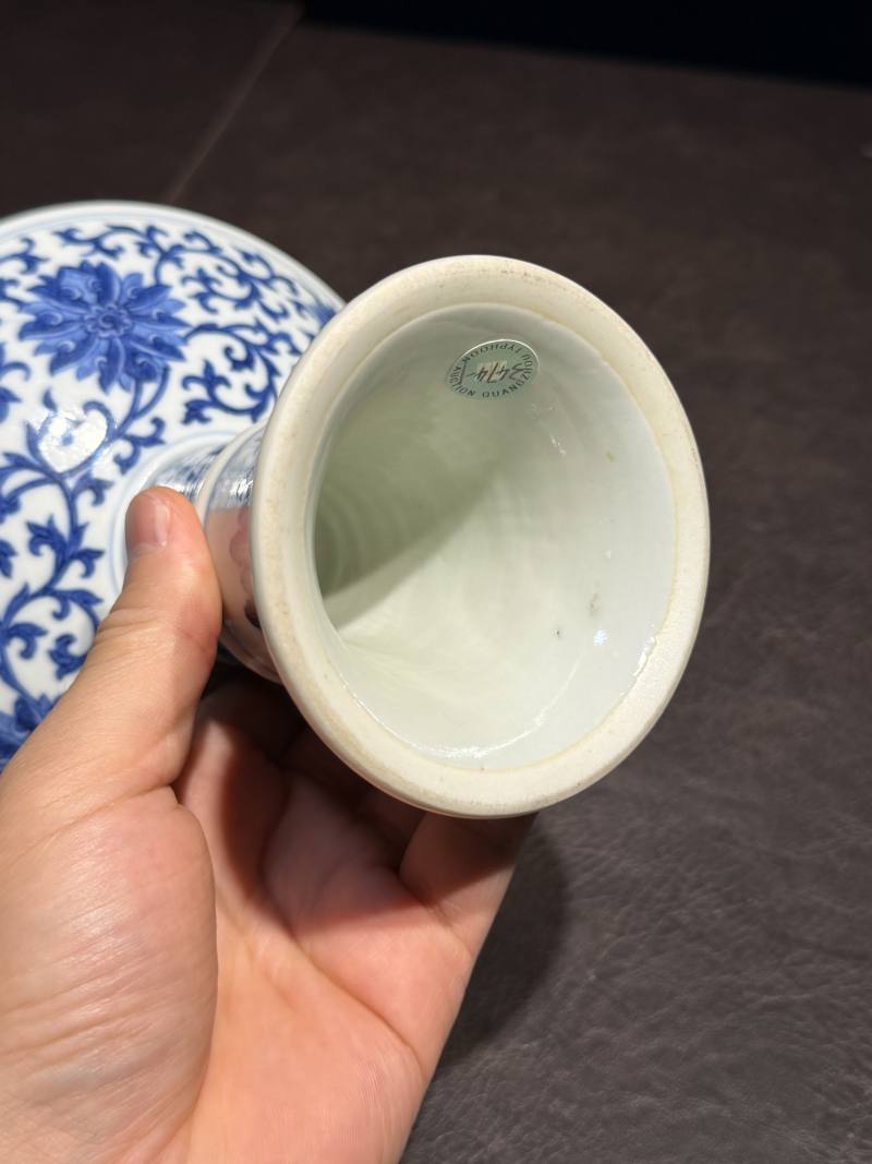 清中期 青花“灵鹫庵”缠枝莲纹高足供碗 - 图17