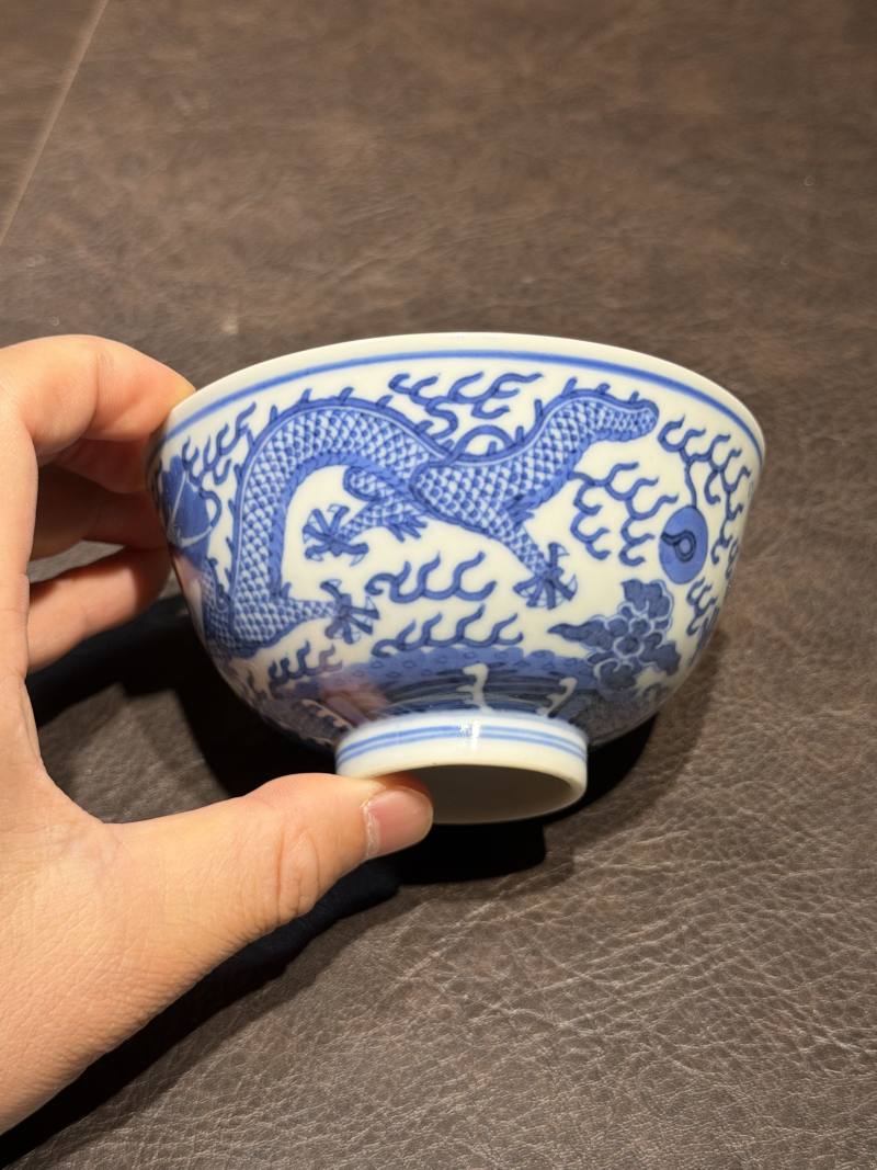 清光绪 青花双龙赶珠纹茶圆 - 图9