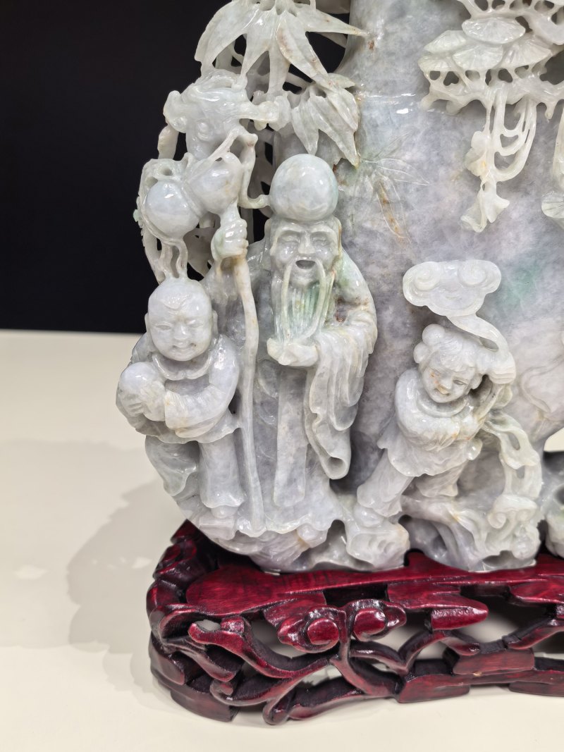 19-20世纪 翡翠松鹤延年寿星花瓶 - 图12