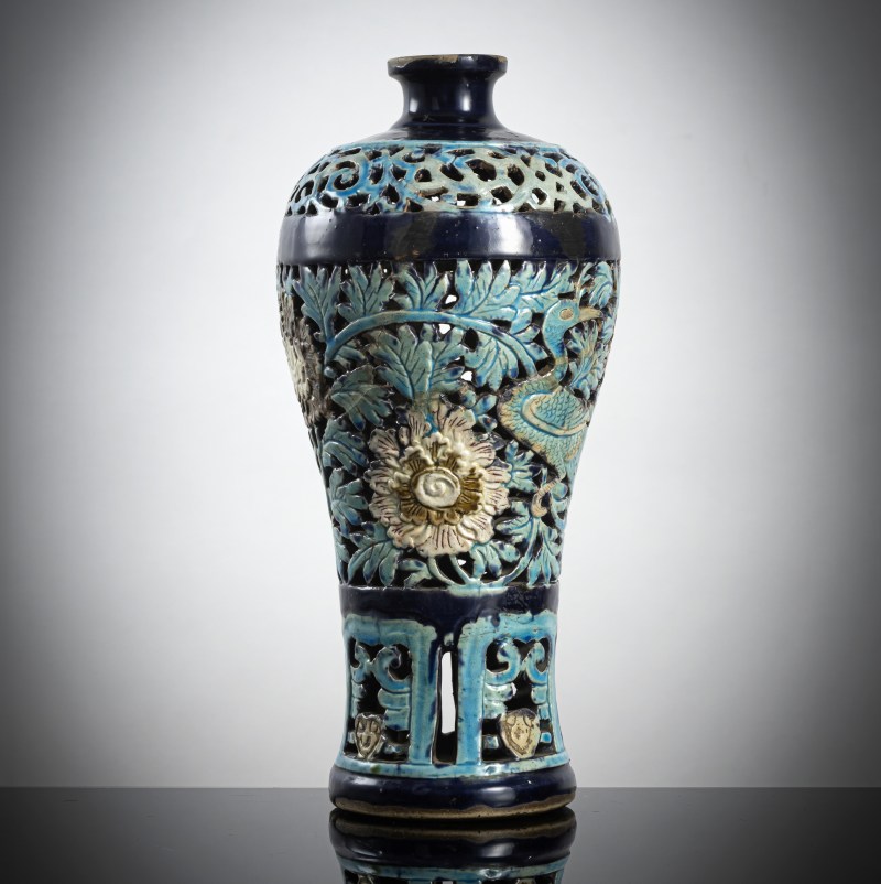 A rare pierced 'Fahua' meiping
