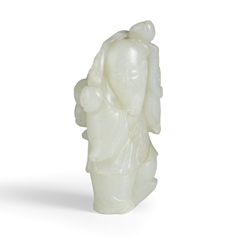 A jade carving of the Shoulao with a peach branch - 图2