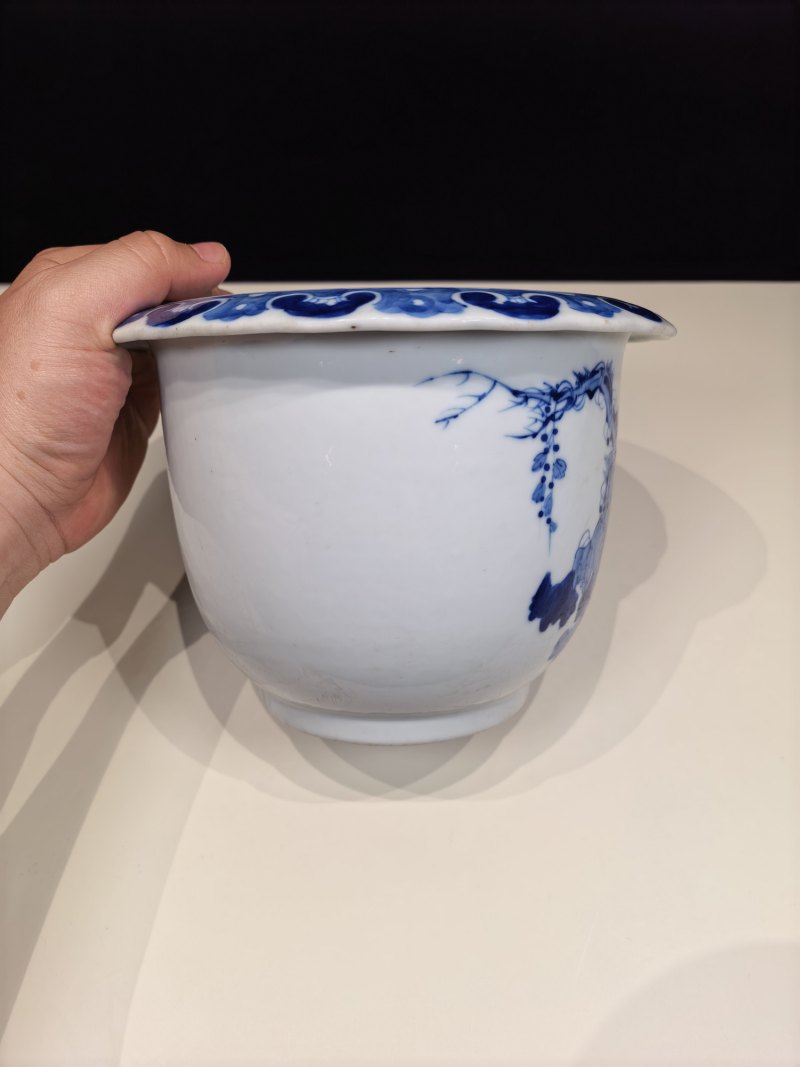 民国 王步风格青花花鸟纹花盆 - 图5