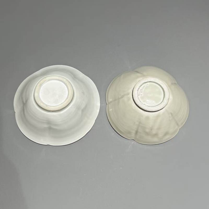 明代 白釉花口盏一对 - 图7