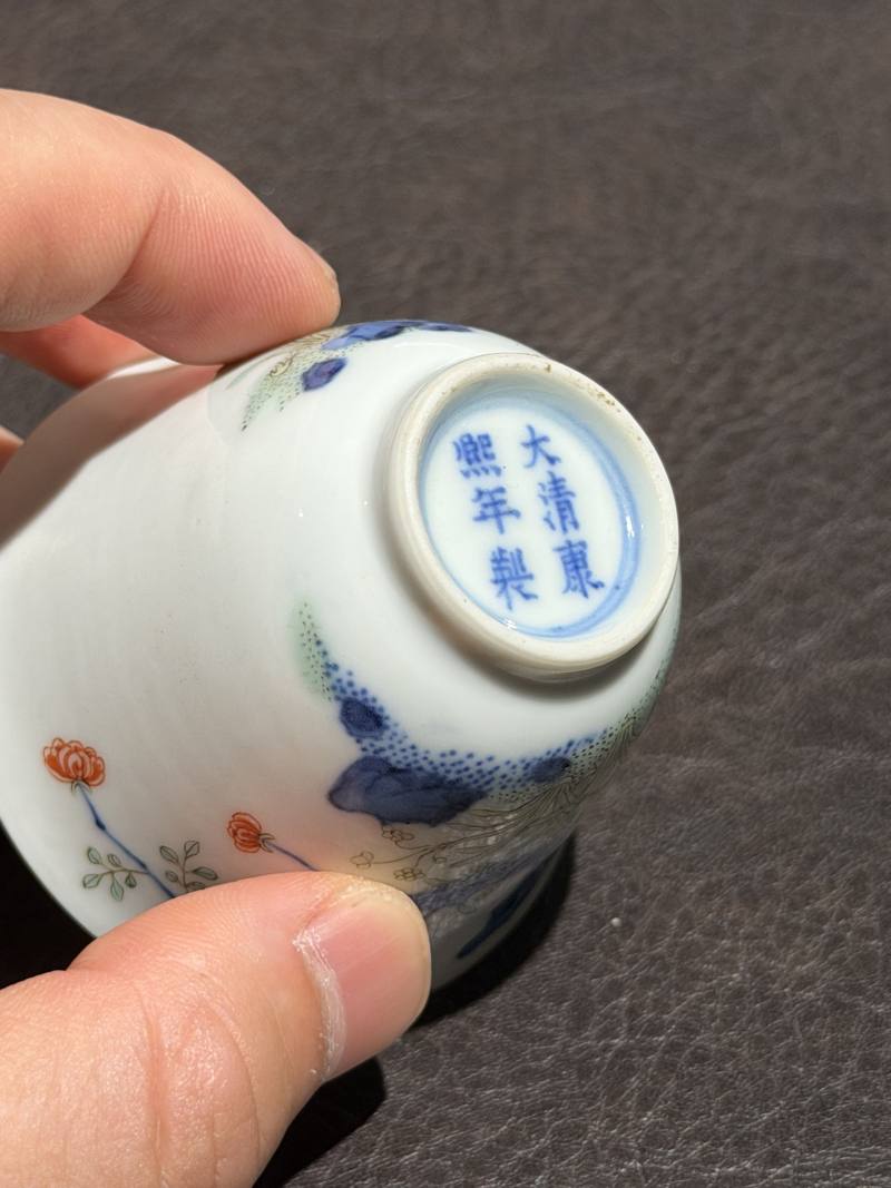 清康熙 斗彩花神杯一对 - 图19