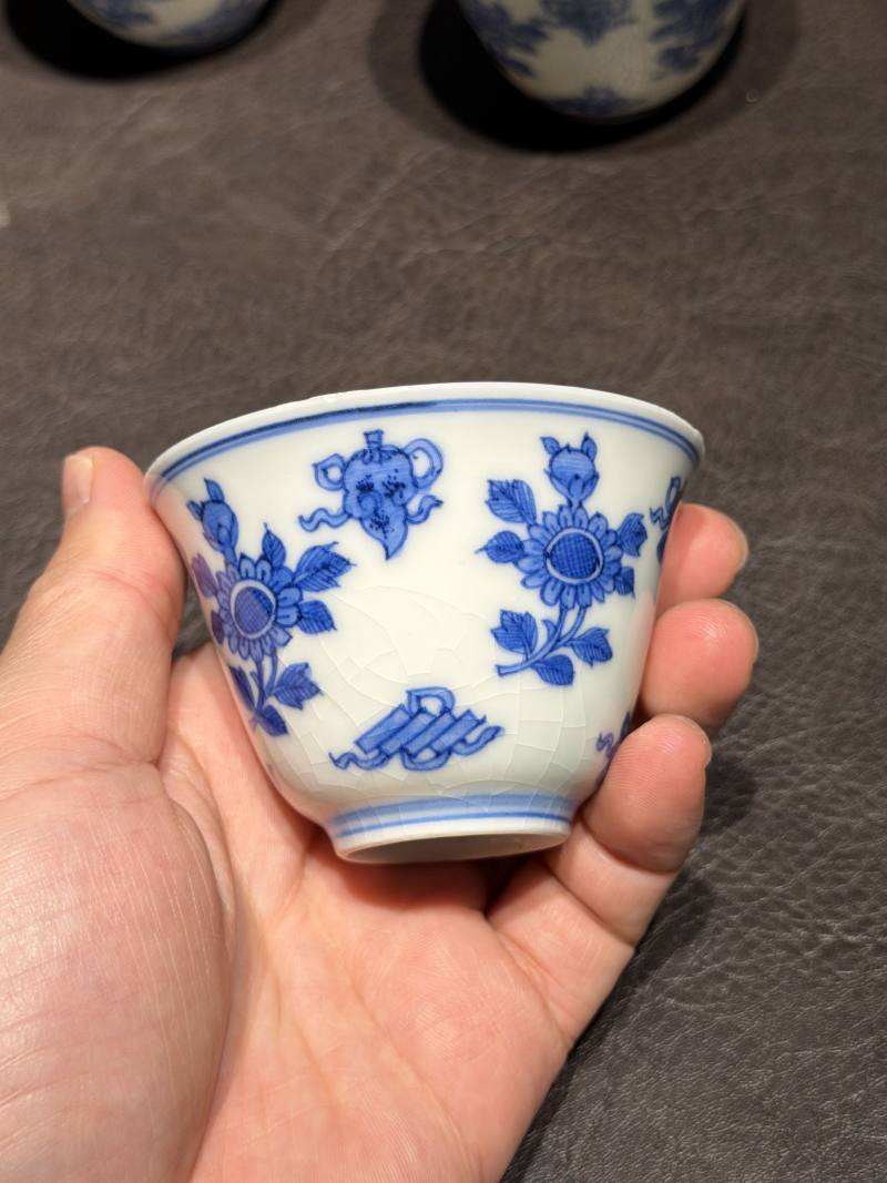 清康熙 青花清供图茶杯（一组六件） - 图31