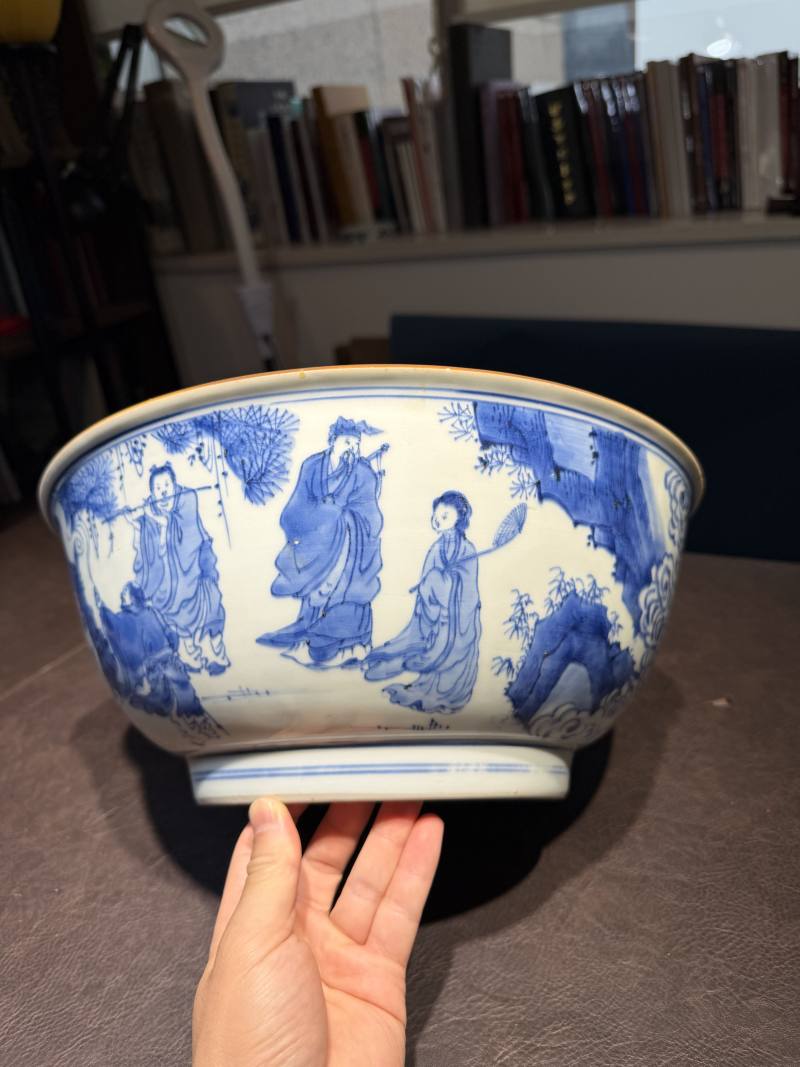 清康熙 青花“八仙过海”图大碗 - 图5
