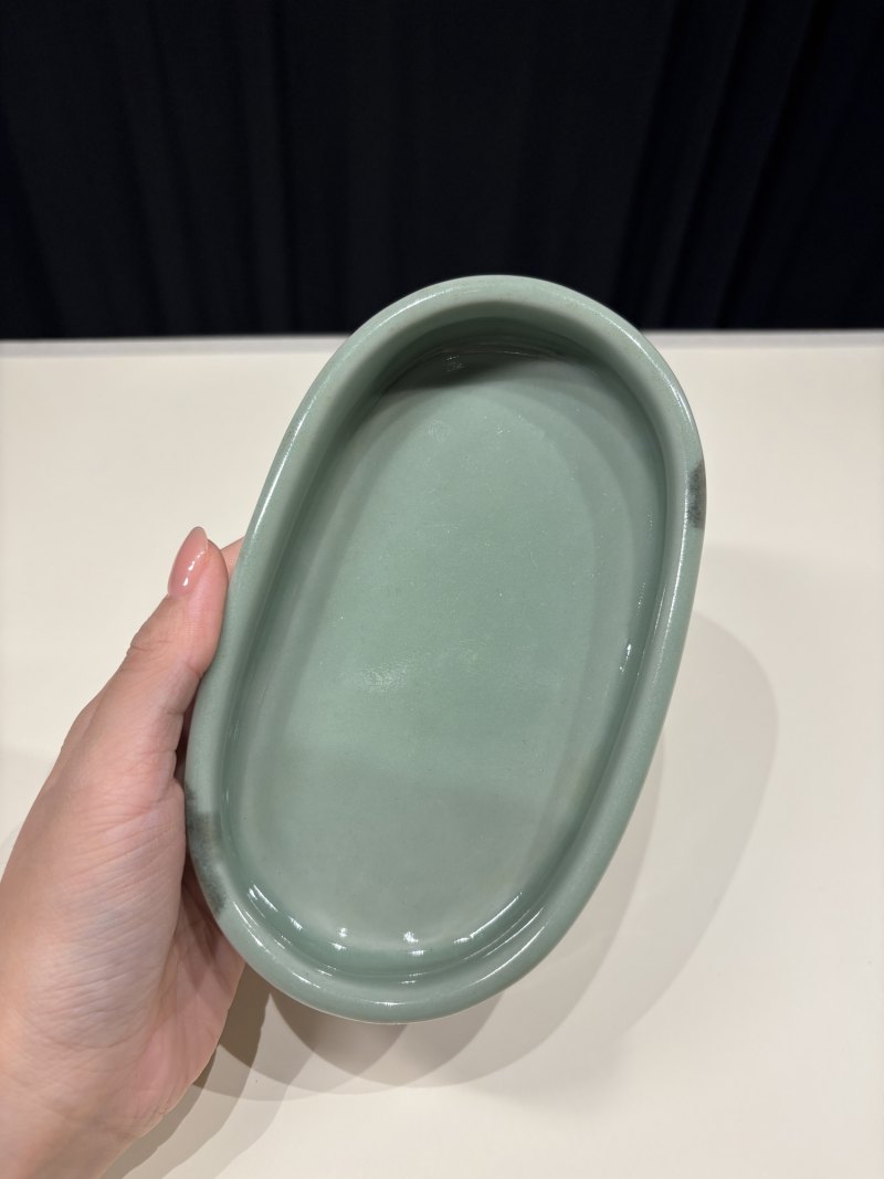 清乾隆 青釉褐斑腰圆洗 - 图7