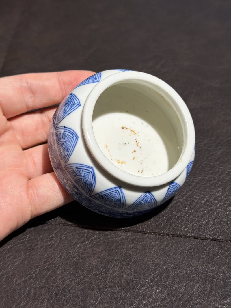 清康熙 青花蝉纹落花流水马蹄水丞 - 图7