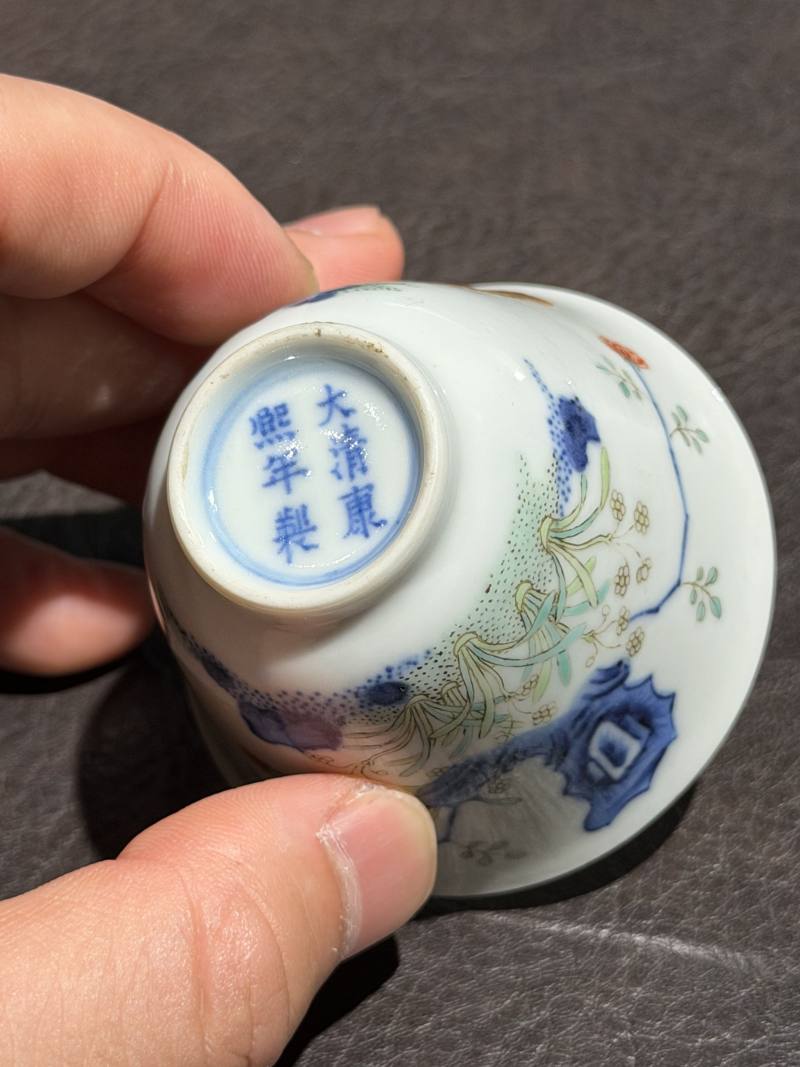 清康熙 斗彩花神杯一对 - 图20
