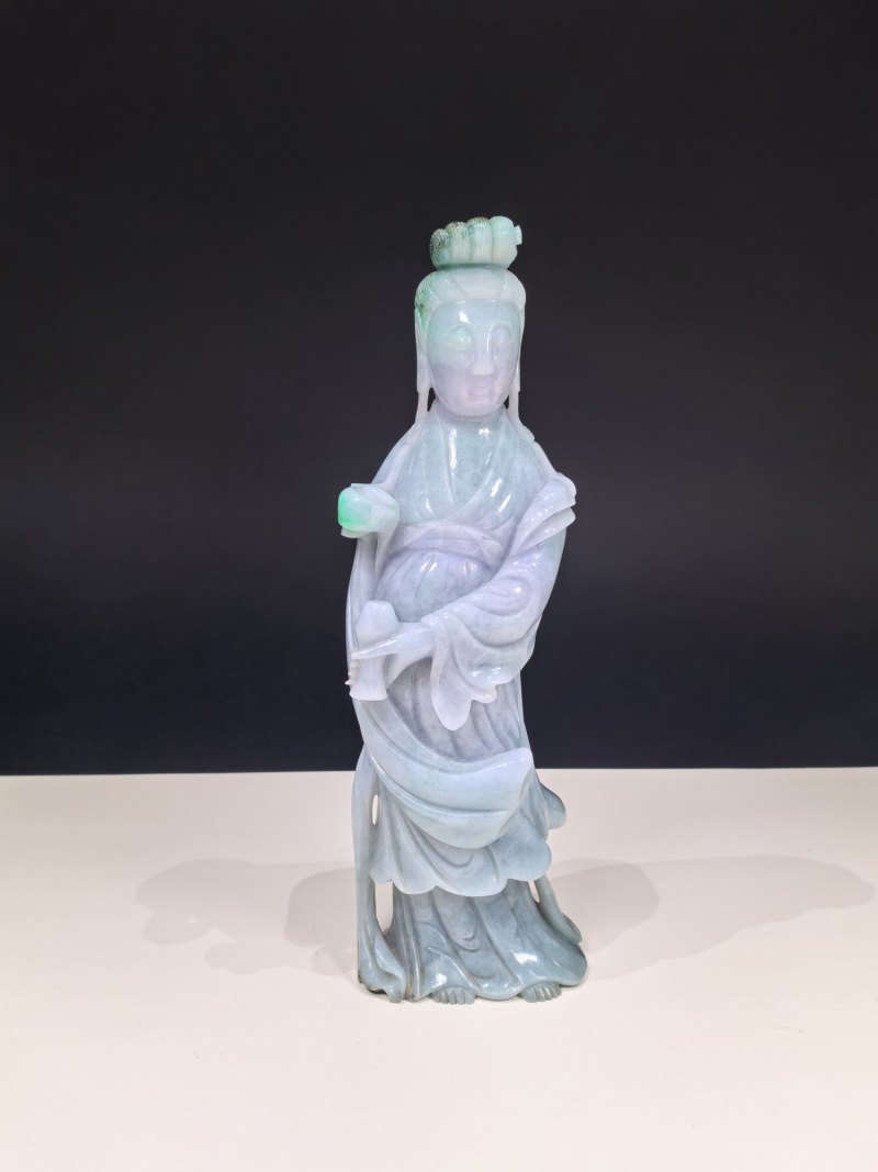 19-20世纪 翡翠水月观音造像 - 图2
