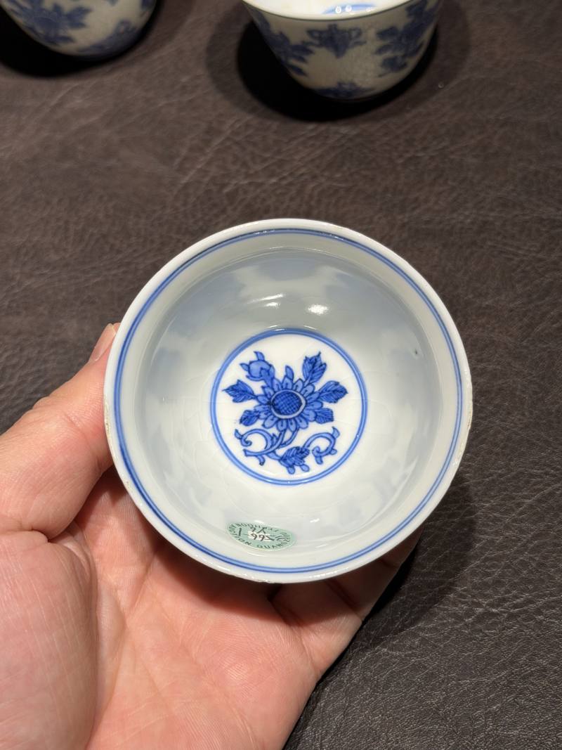 清康熙 青花清供图茶杯（一组六件） - 图32