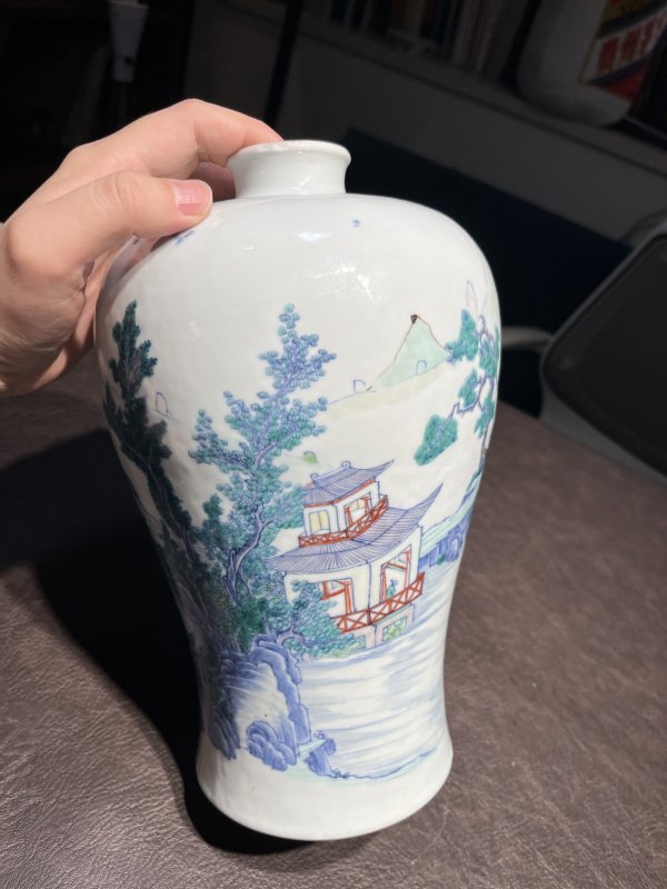 清雍正 安窑斗彩山水图梅瓶 - 图36