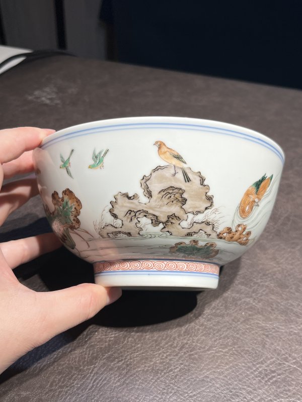 清康熙 五彩荷塘鸳鸯图碗 - 图28