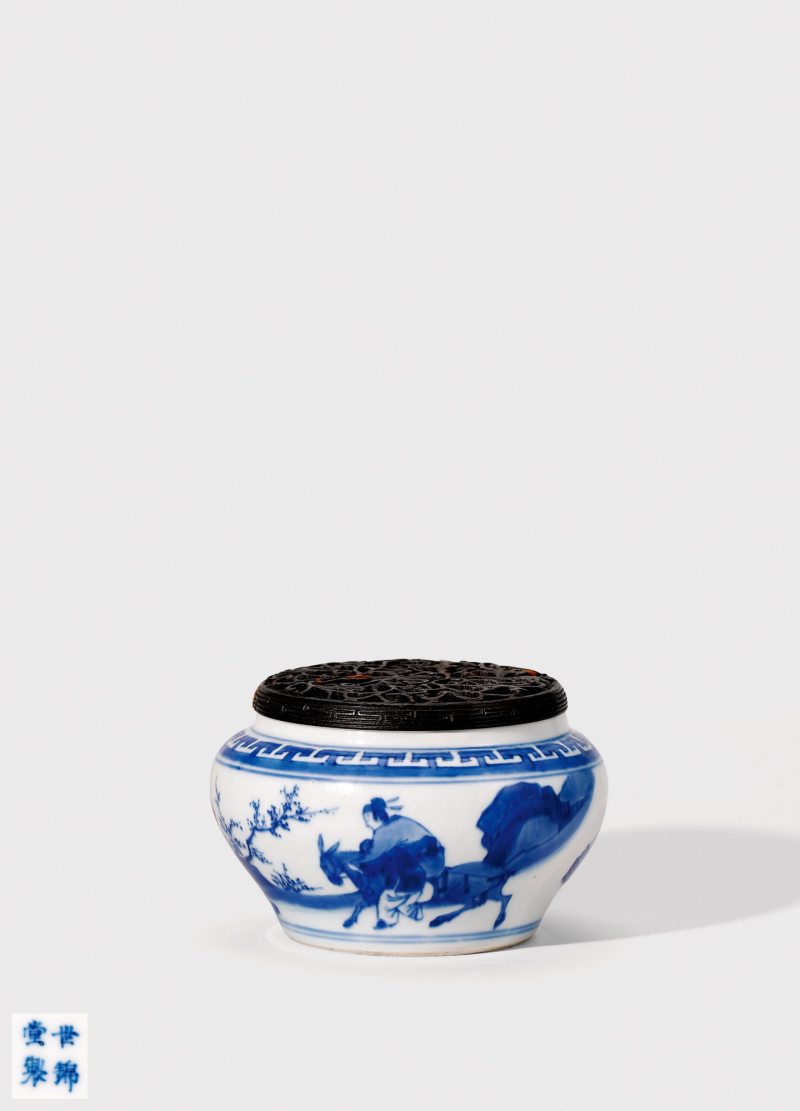 明崇祯·青花饮中八仙之“知章醉酒”图围棋罐