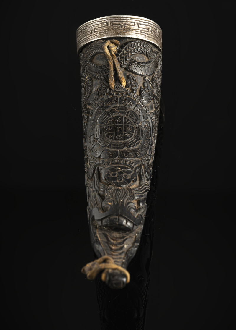 A FINE CARVED HORN MAGICAL POWDER CONTAINER - 图5