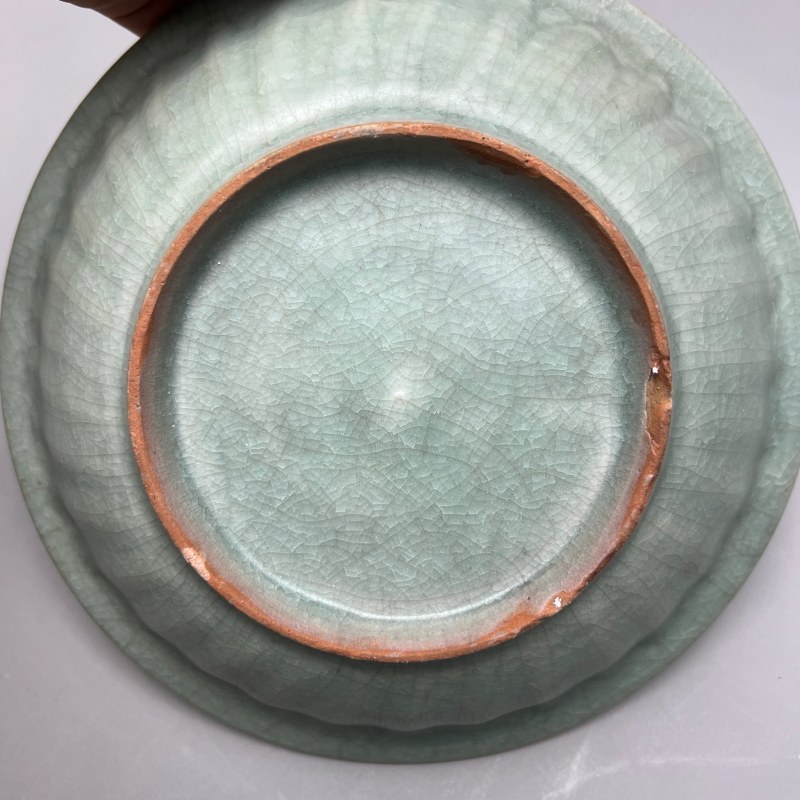 明代 龙泉窑粉青釉冰裂纹双鱼洗 - 图19