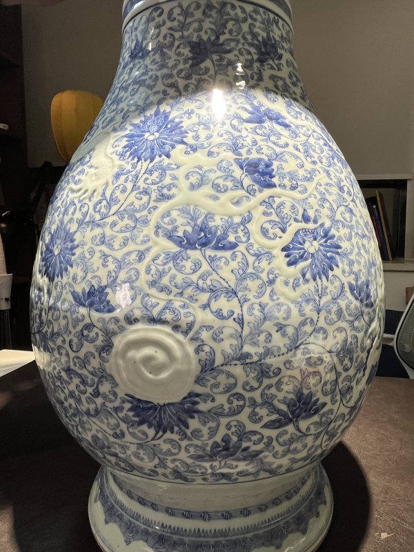 清雍正 青花锥拱穿花龙纹大尊 - 图15