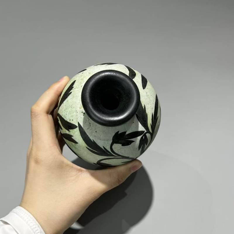 明代 绿釉黑花梅瓶 - 图8