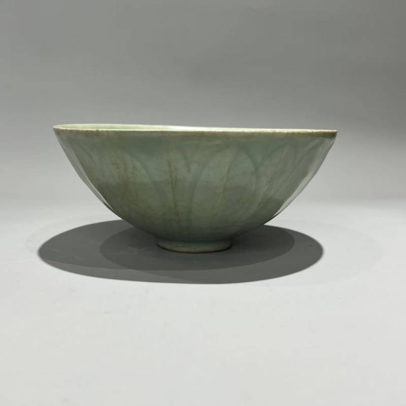 明代 龙泉窑梅子青釉莲瓣碗 - 图8