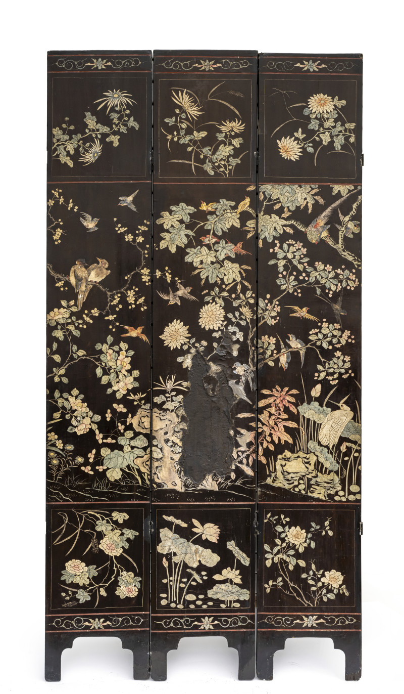 A large twelve-panel coromandel lacquer screen - 图12