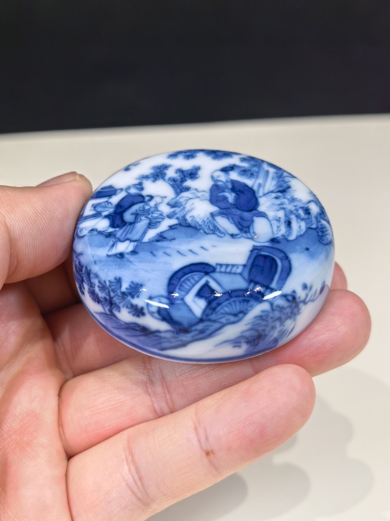 清中晚期 青花“卢仝清玩”烹茶图小茶叶罐 - 图17