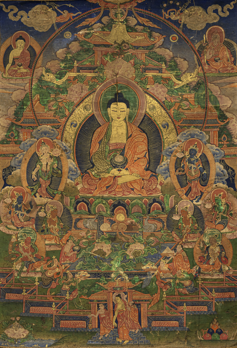 A THANGKA DEPICTING BUDDHA AMITABHA