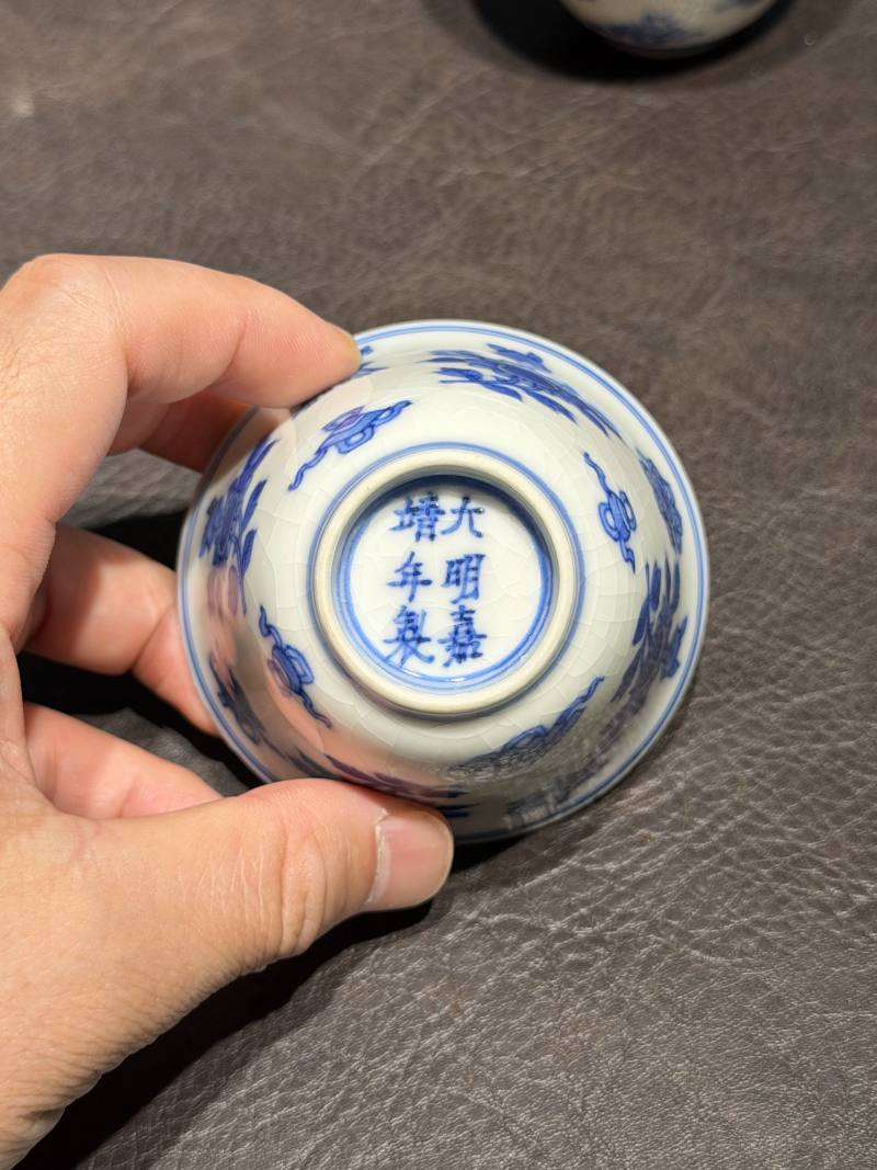 清康熙 青花清供图茶杯（一组六件） - 图34