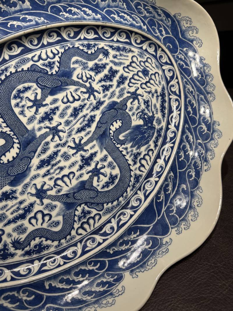 清光绪 青花海水龙纹大盘 - 图10
