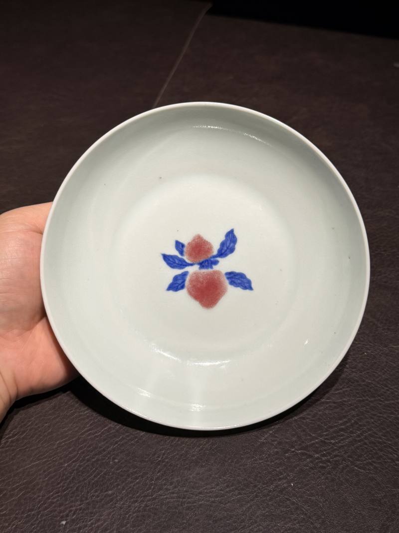 清雍正 安窑青花釉里红瑞果纹盘 - 图13
