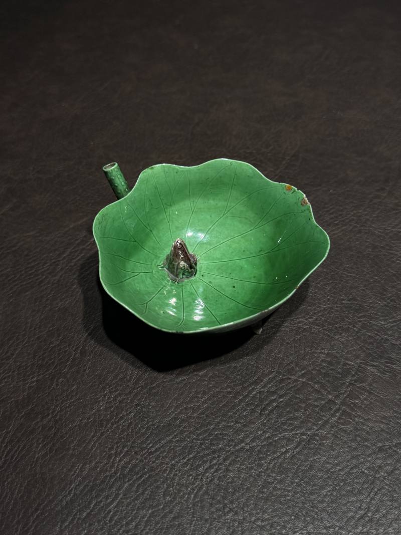 清康熙 绿釉荷叶秋操杯一对 - 图11