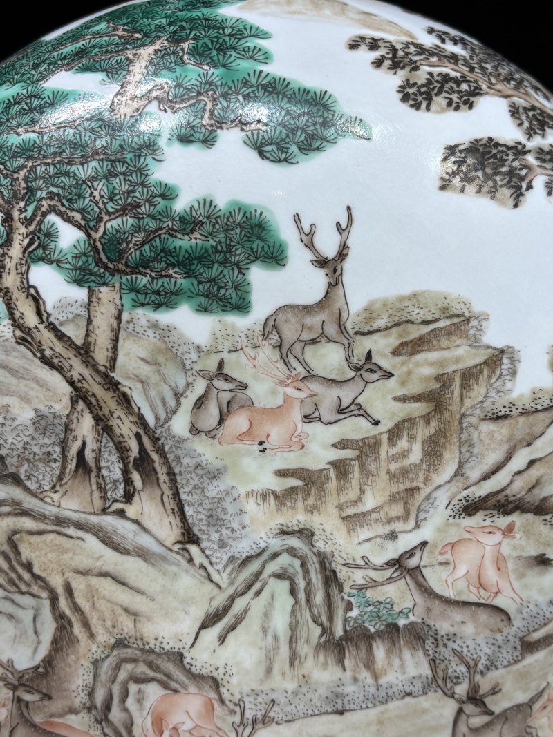 民国 粉彩百鹿图大捧盒 - 图11