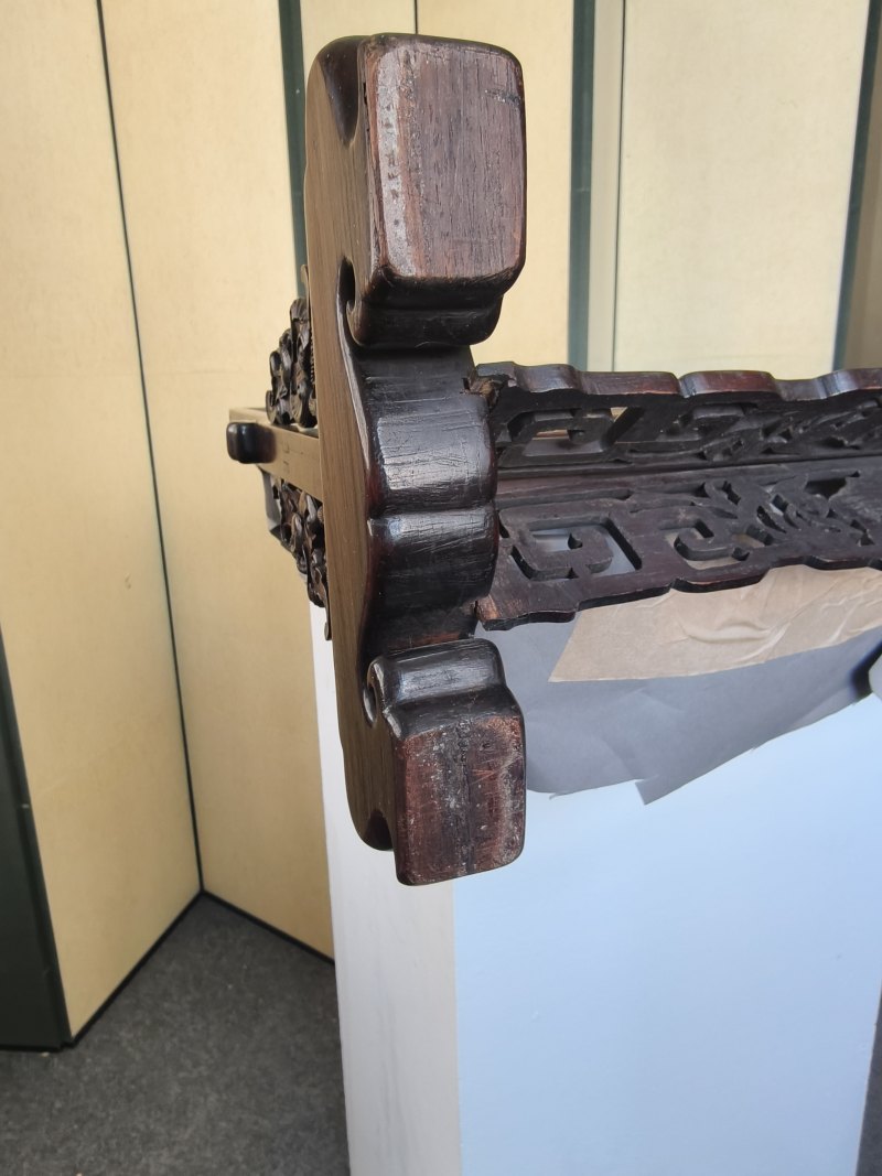 A fine carved Duan stone panel mounted as table screen - 图23