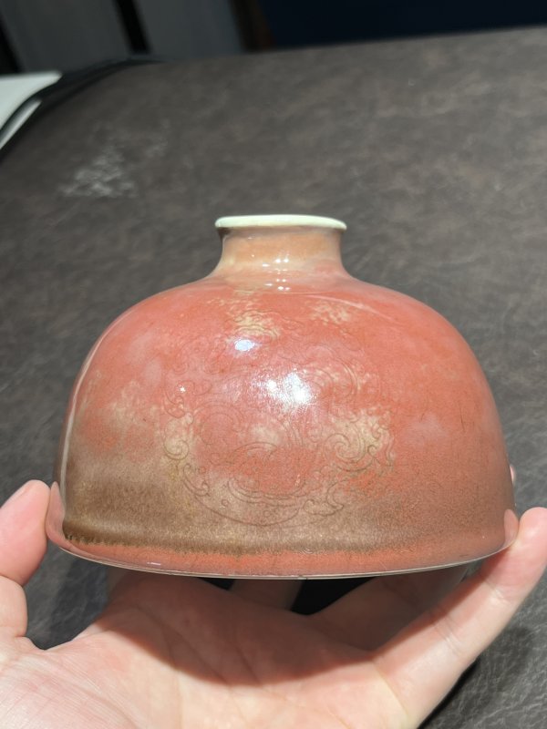 清康熙 豇豆红釉暗刻团龙纹太白尊 - 图8