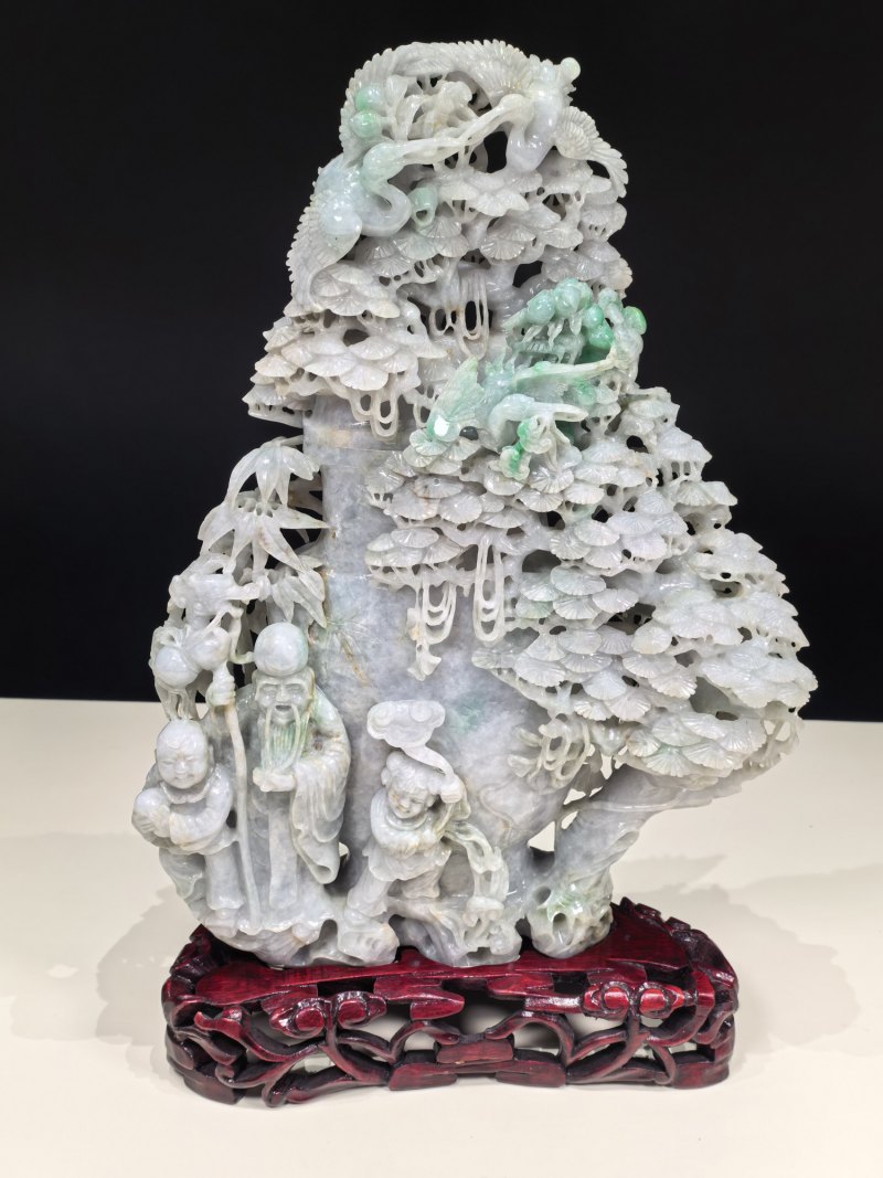 19-20世纪 翡翠松鹤延年寿星花瓶 - 图4
