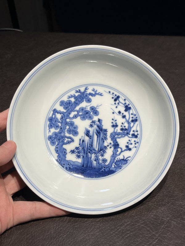 清乾隆 青花岁寒三友图盘 - 图9