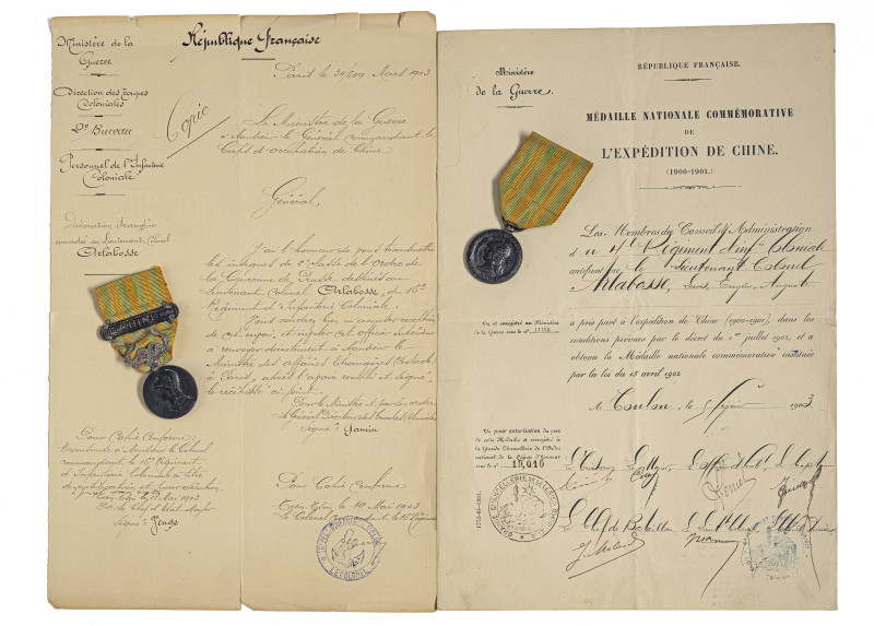 Two commemorative medals: Tonkin Expedition and China Campaign