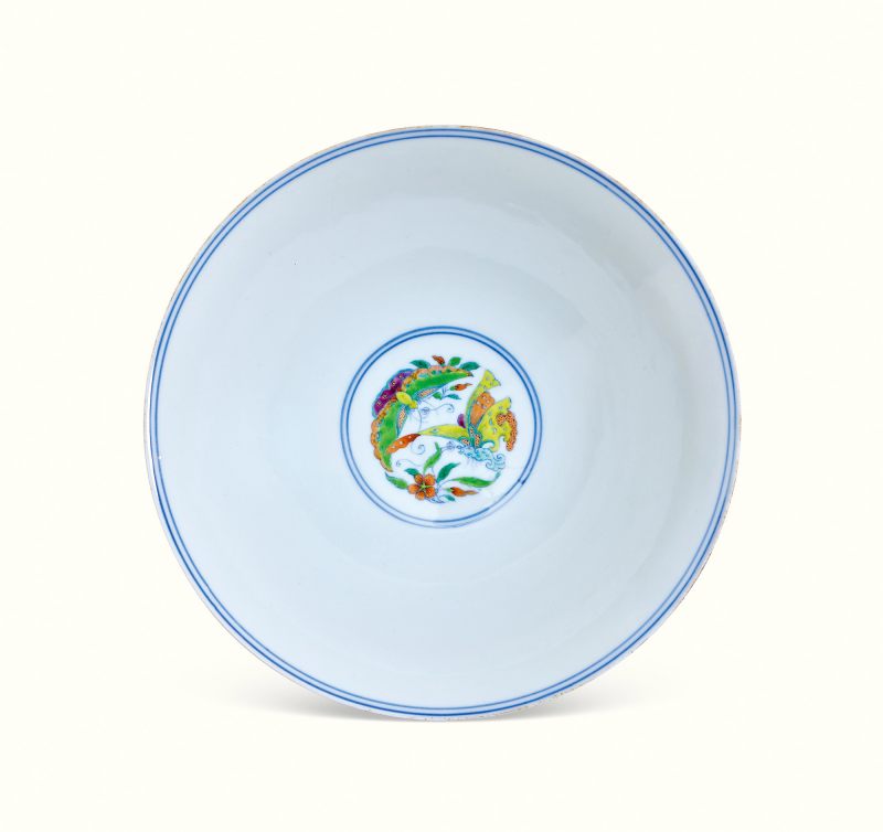 清雍正 斗彩团花纹斗笠碗 - 图2