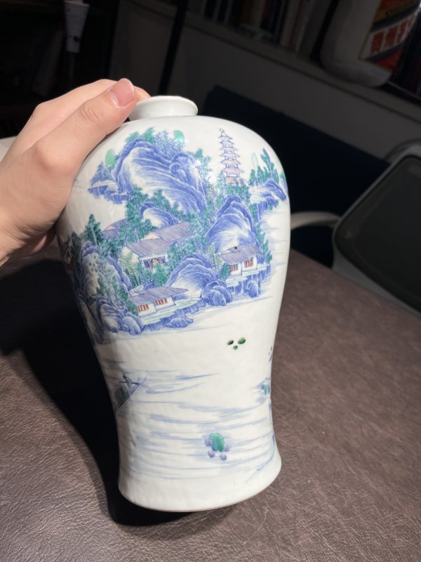 清雍正 安窑斗彩山水图梅瓶 - 图39