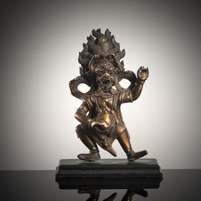 A BRONZE FIGURE OF YAMA
