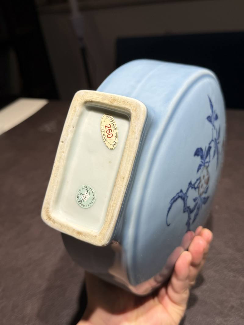 清乾隆 蓝地青花釉里红折枝花卉抱月瓶 - 图14