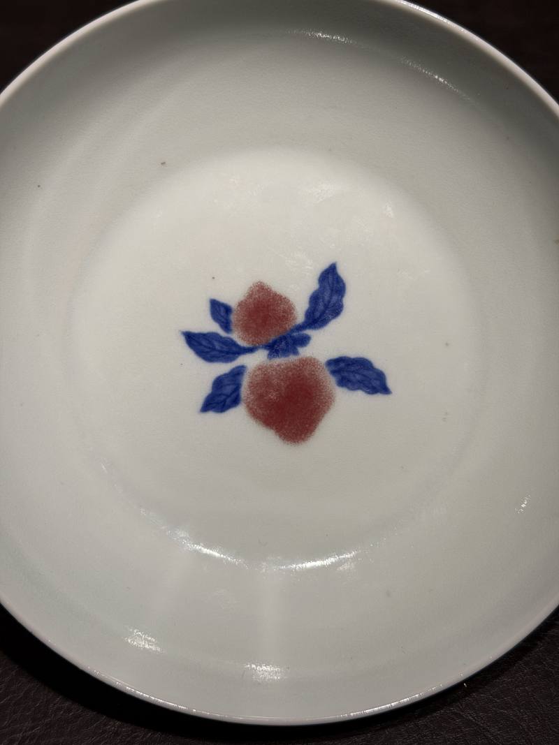 清雍正 安窑青花釉里红瑞果纹盘 - 图15