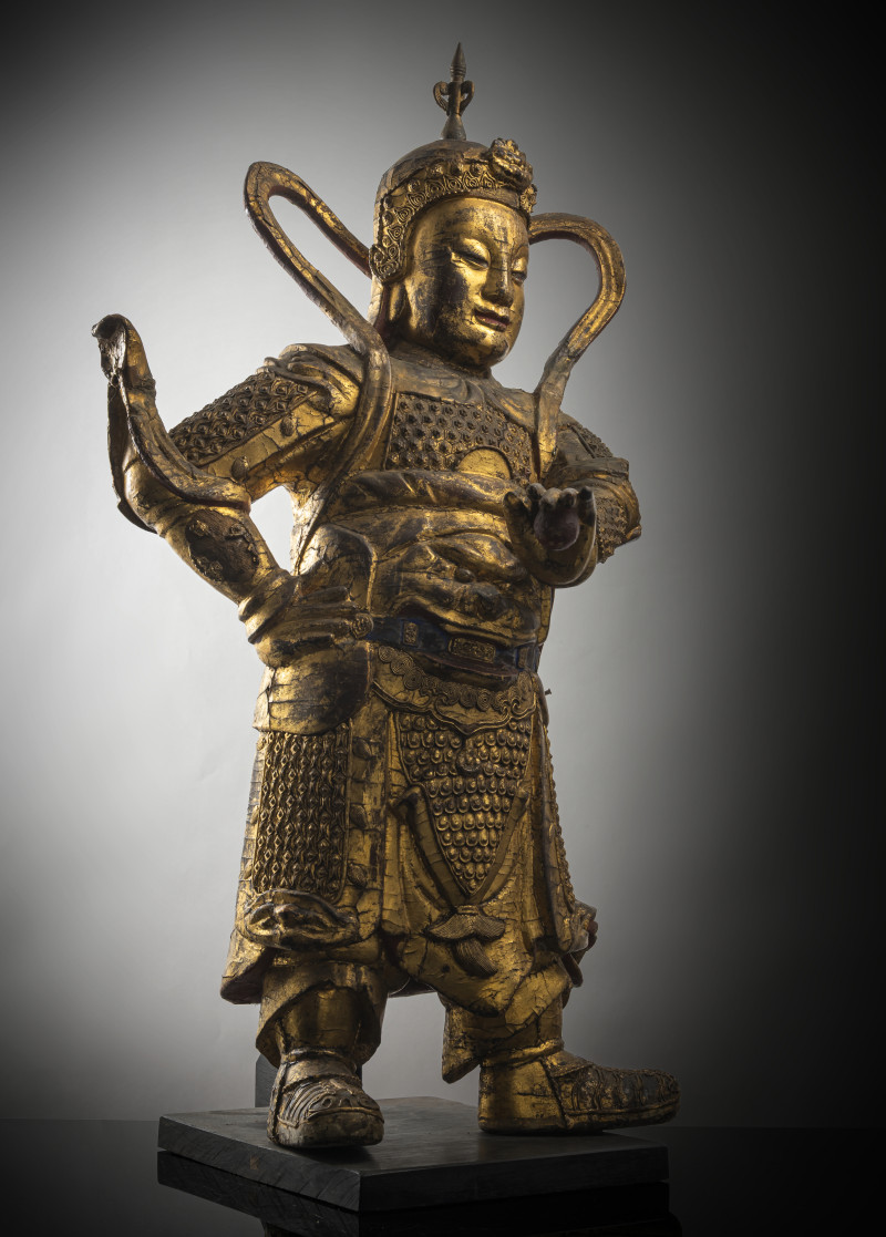 A LARGE GILT-LACQUERED WOOD FIGURE OF WEITUO - 图4