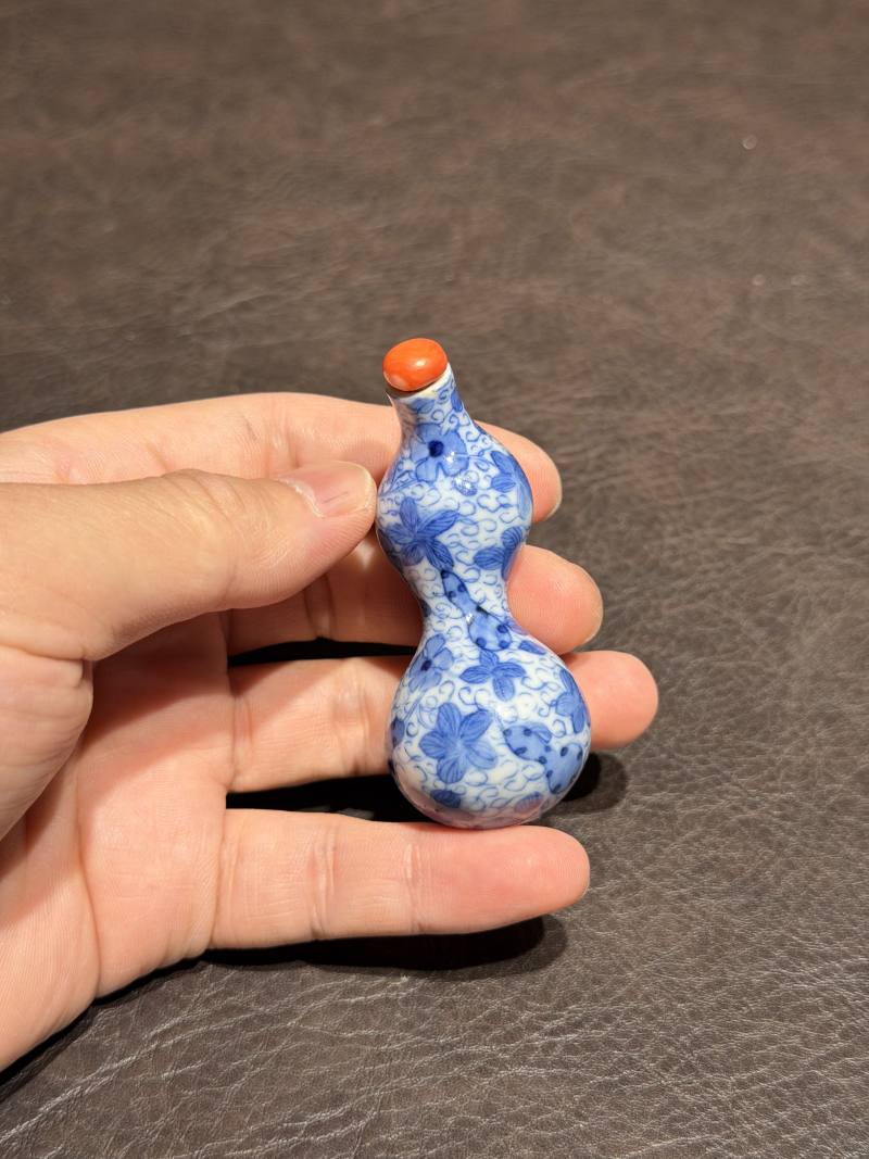 清乾隆 青花瓜瓞绵绵仿生葫芦瓶 - 图6