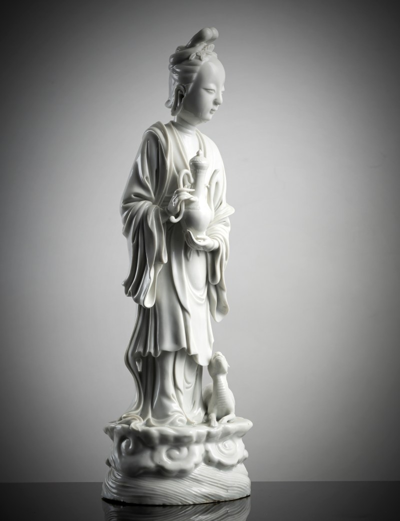 A Dehua figurine of an immortal with a deer and a jug - 图3