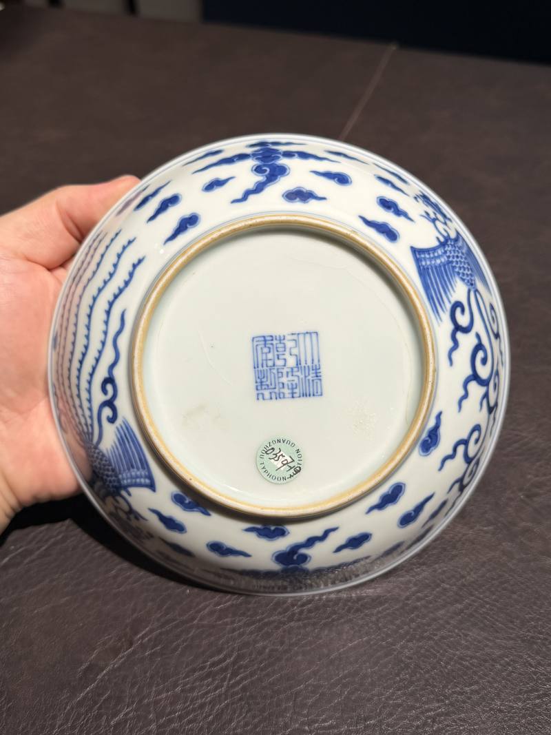 清乾隆 青花对头凤纹盘（老盒） - 图10