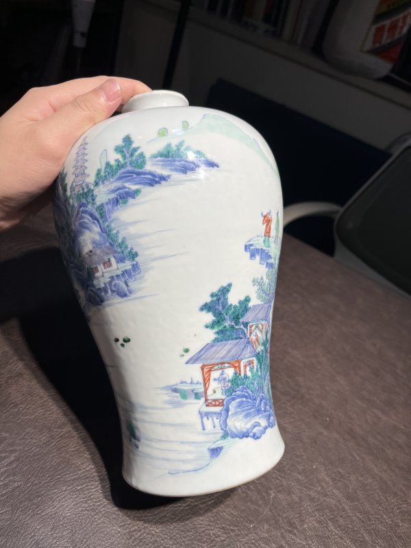 清雍正 安窑斗彩山水图梅瓶 - 图40