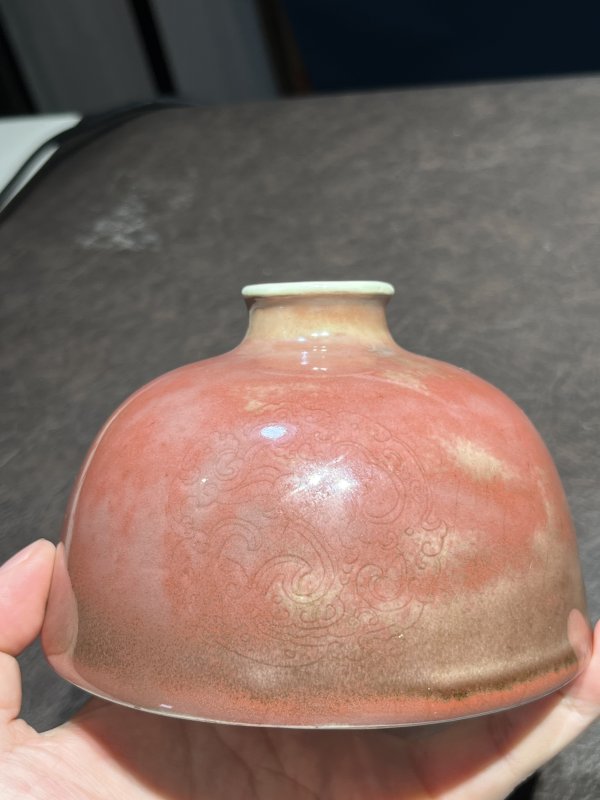 清康熙 豇豆红釉暗刻团龙纹太白尊 - 图10
